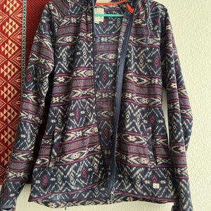 Billabong Navy, Cream & Pink Aztec Fleece Jacket